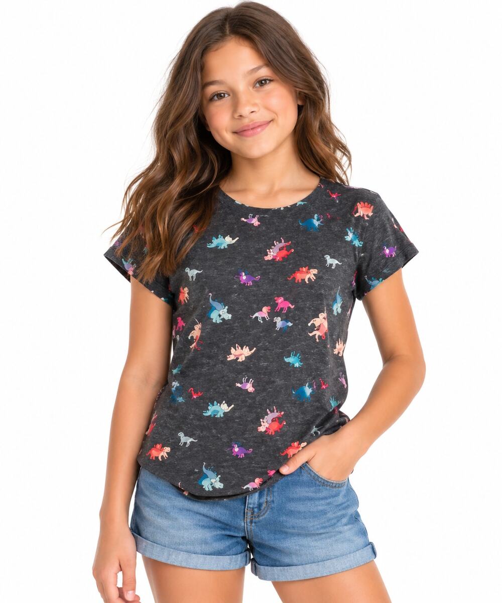 SO Girls Gray Pink Unicorn Print Core Tee Shirt Size Large 10/12